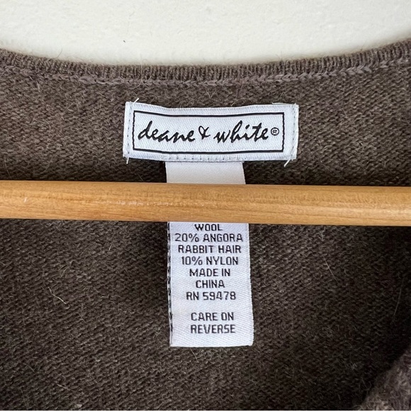 Lambswool Angora Hair Floral Paisley Natural Tones Button Down Cardigan Sweater - Picture 4 of 11